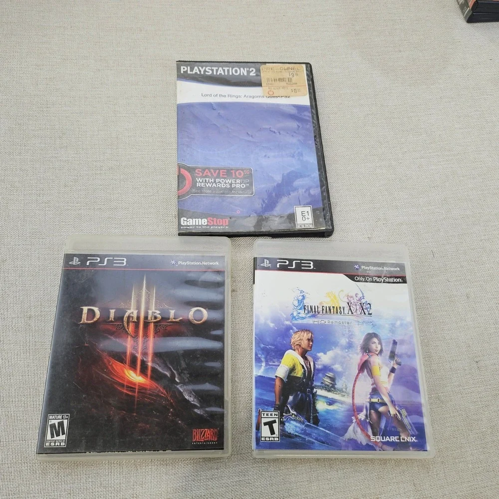 PlayStation Game Lot Diablo III Reaper Souls Final Fantasy X X2 Aragorns Quest